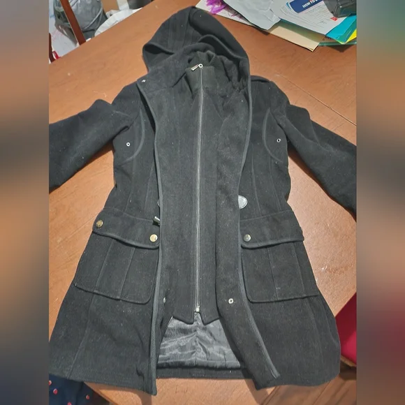 Donny Brook Elegant Black Toggle Trench Coat - Picture 2 of 14